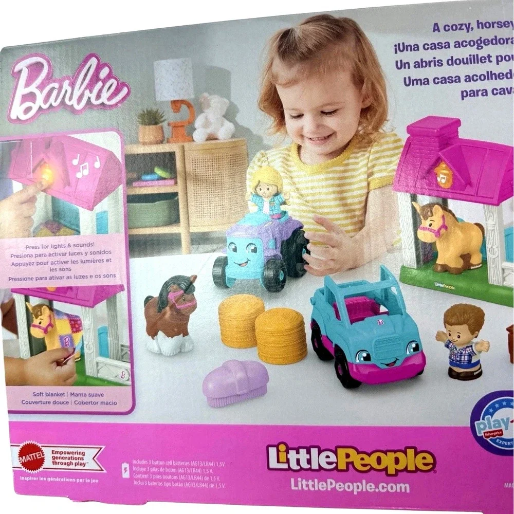 Fisher-Price Little People Barbie Horse Stable Toy Playset Figures Truck Tractor